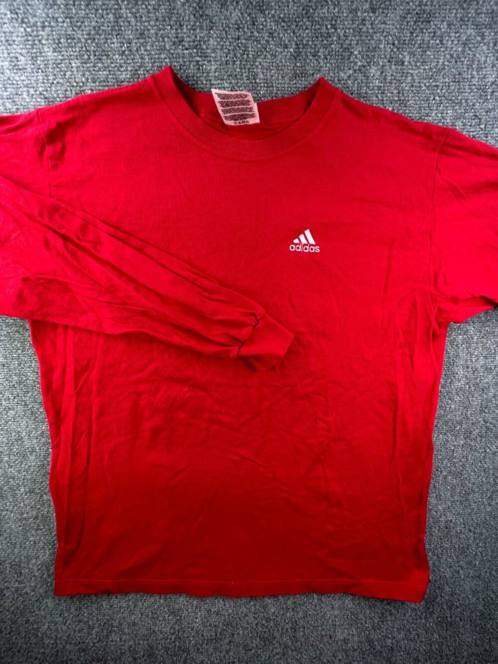 VTG Adidas USA Made T Shirt Long Sleeve Red W Logo Pullover Crew Neck Tee XL